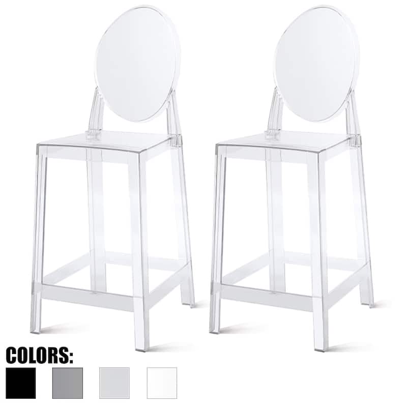 (Retired) Set of 2 Crystal Clear 25" Seat Height With Modern Accent Dining Counter Chair Side Bar Counter Stool Armless