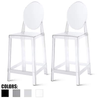 (Retired) Set of 2 Crystal Clear 25" Seat Height With Modern Accent Dining Counter Chair Side Bar Counter Stool Armless