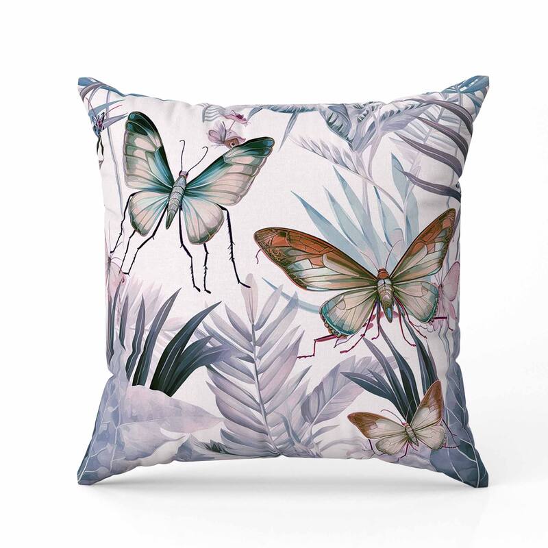 Butterfly Dreams Faux Suede Reversible Throw Pillow Grey and Pink