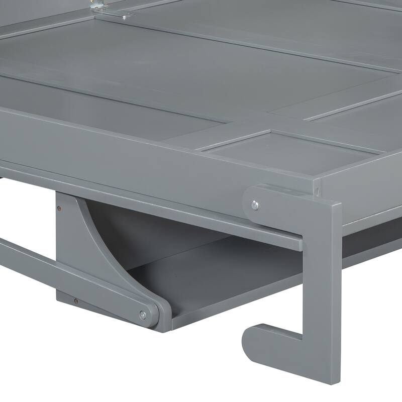 Hydraulic Folding Queen Murphy Bed with Integrated Desk & Hidden Workspace by Harper&Bright Designs