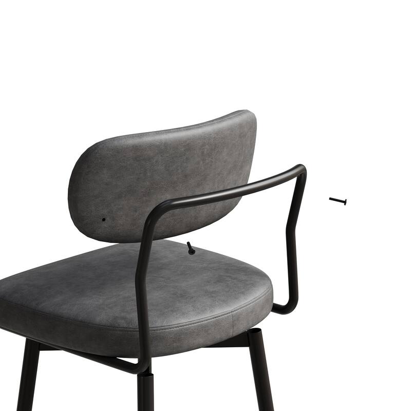 Set of 2 Modern 360°Rotating Bar Stools with Leather Cushions Iron Frame Adjustable Height Counter Stools