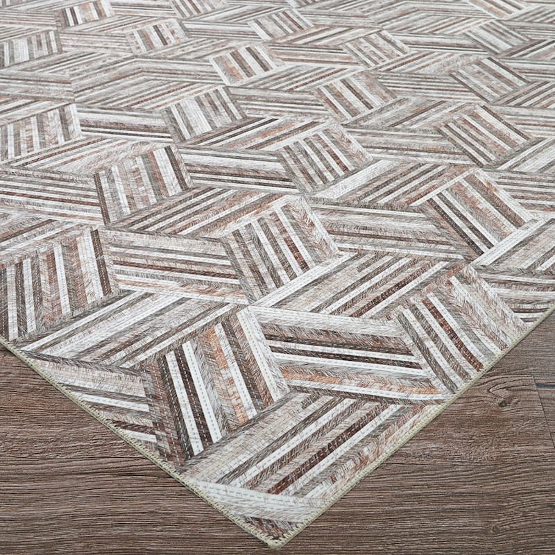 Dream Decor Rugs Steppe Candace Gray Light Pink Geometric Area Rug