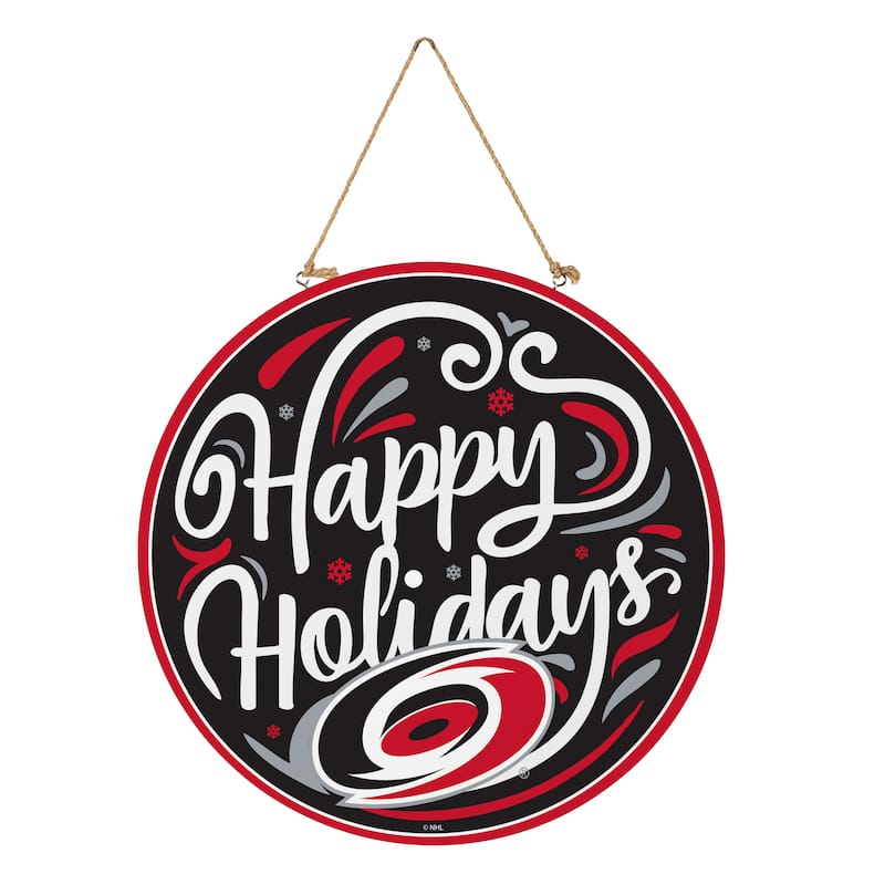 Carolina Hurricanes 18" x 18" Happy Holidays Door Décor Wall Sign - 18" x 18"
