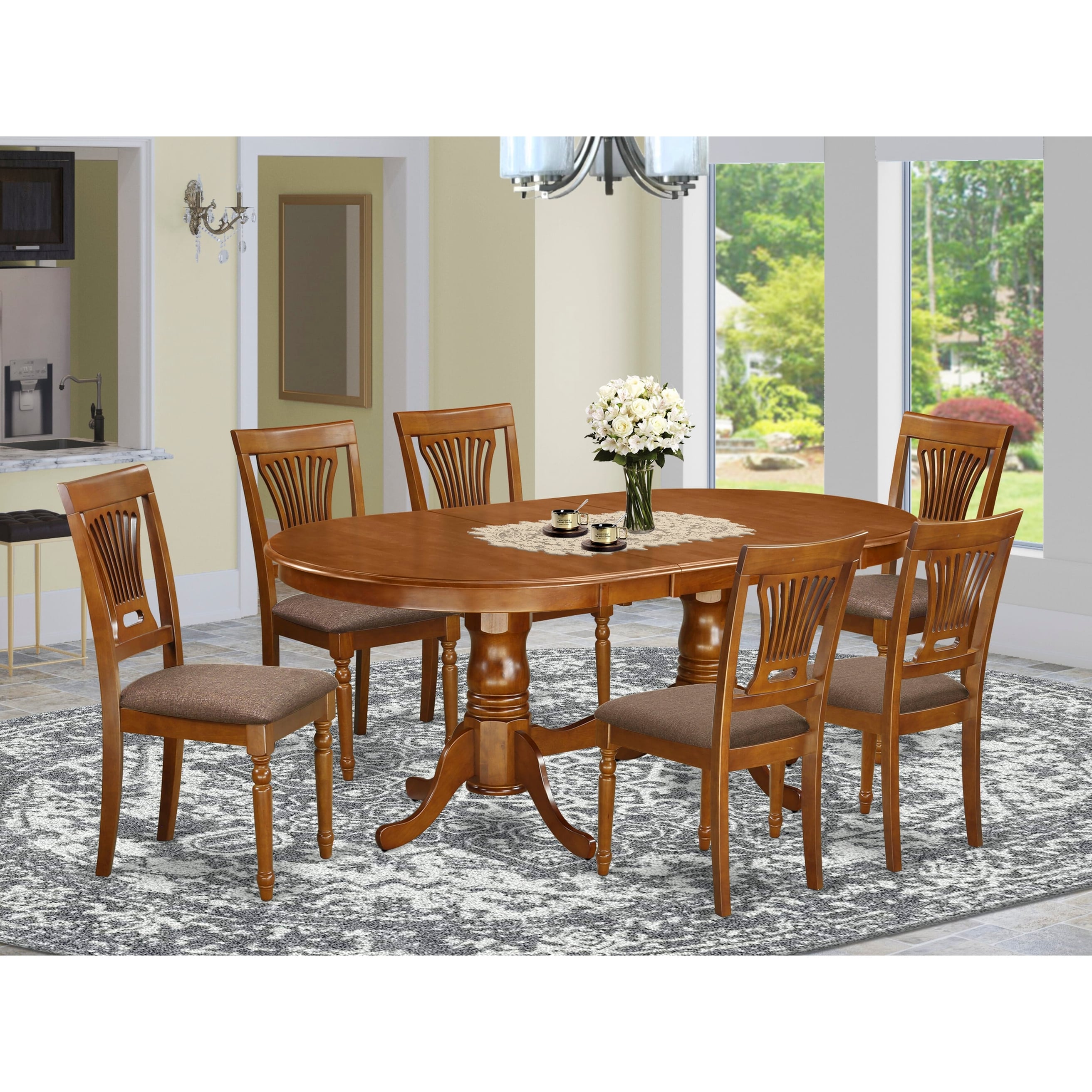 Oval dining table set with hotsell leaf