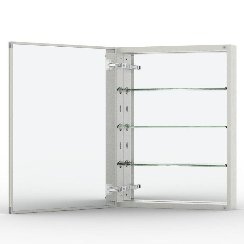 23" x 30" Rectangular Aluminum Surface Mount Medicine Cabinet with Mirror and Shelves - 23" x 30"