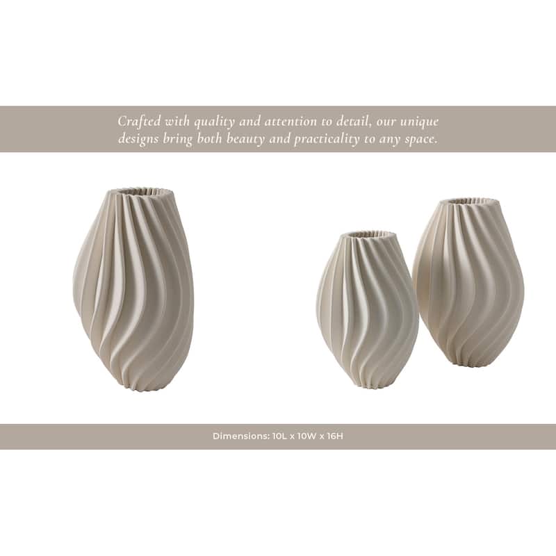 Porcelain Sculptural Fluted Vase Vertical Ribbed Design Modern Style
