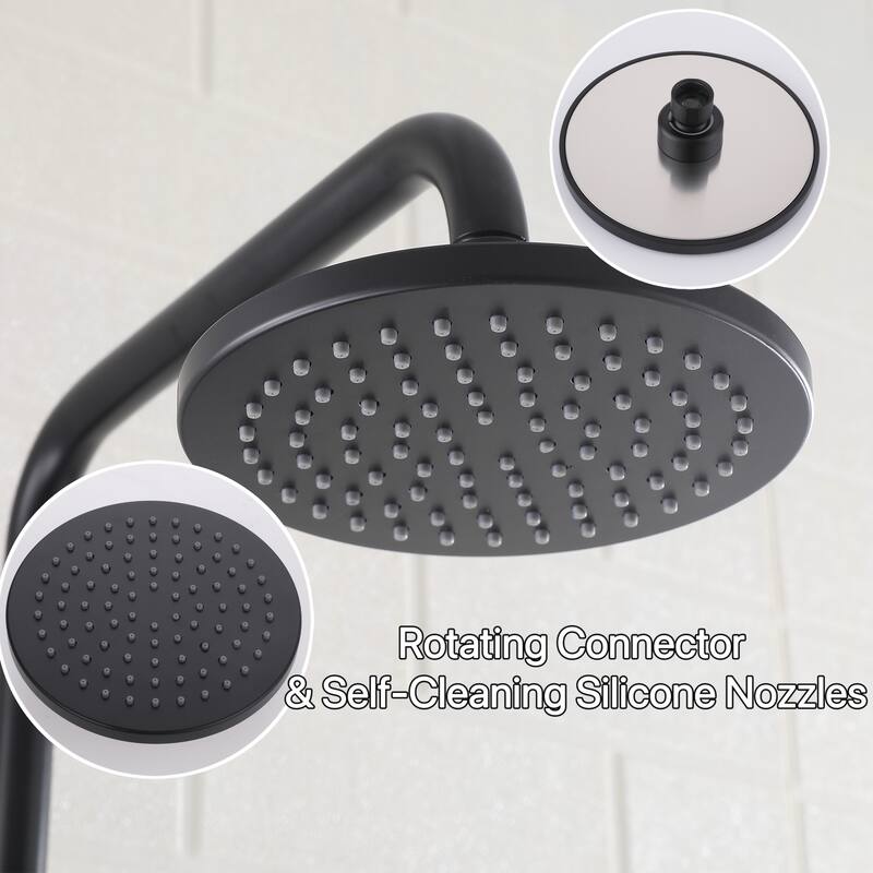 Modland 4-Way Exposed Retrofit Shower System with Rainfall & Handheld, Easy Install in Black/Nickel/Chrome