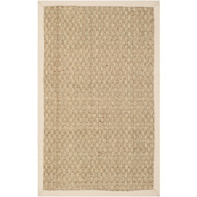 Natural Fiber Rug 3x4 - Beige Area Rug, Flatweave Living Room, Durable Seagrass Rectangle Rug - 5 x 7