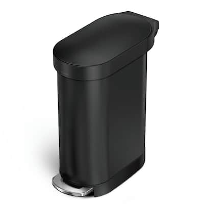 Steel 12-Gallon Narrow Kitchen Trash Can with Step On Lid