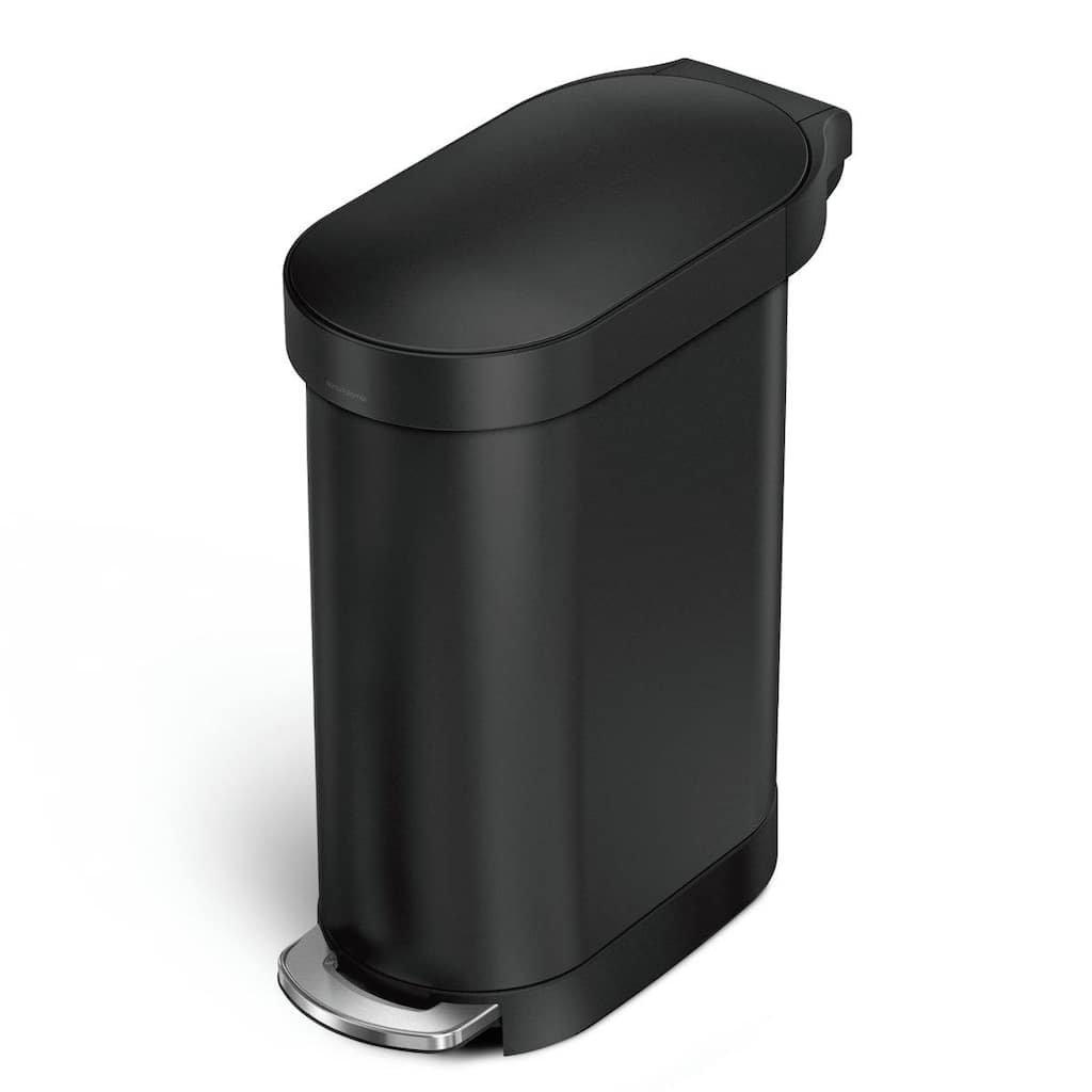 Steel 12-Gallon Narrow Kitchen Trash Can with Step On Lid