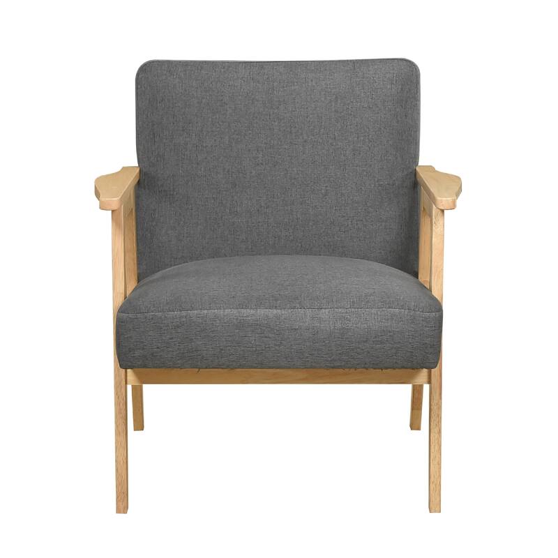 Cathy Accent Club Armchair, Soft Dark Gray, Natural Brown Wood
