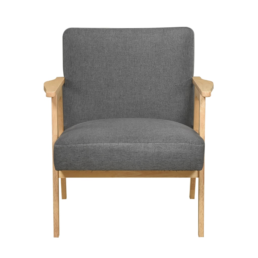 Cathy Accent Club Armchair, Soft Dark Gray, Natural Brown Wood