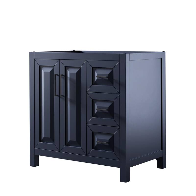 Wyndham Collection Daria 35" Single Free Standing Vanity Cabinet Only - Dark Blue / Matte Black Hardware