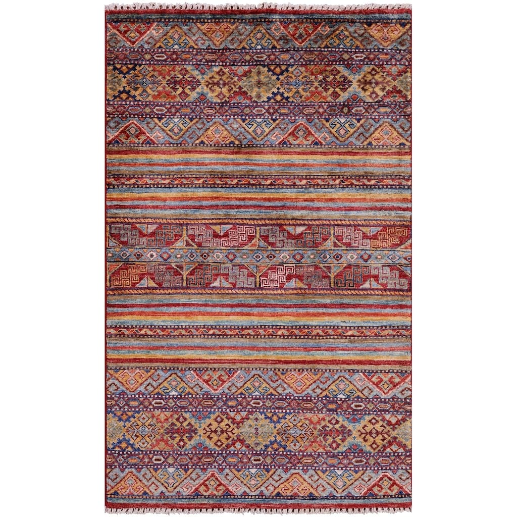 Golden Nile Khorjin Persian Gabbeh Handmade Wool Rug - 3' 1" X 5' 0"