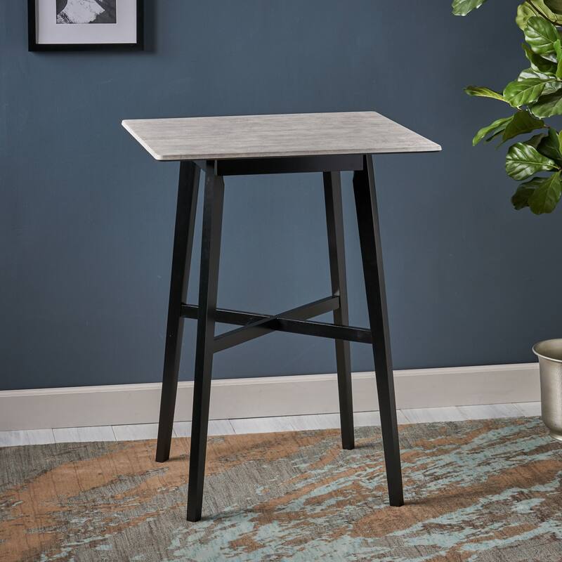 Modern Bar Height 42" Dining Table, Rubberwood Legs and Laminate Table Top, Paladina Marble Finish