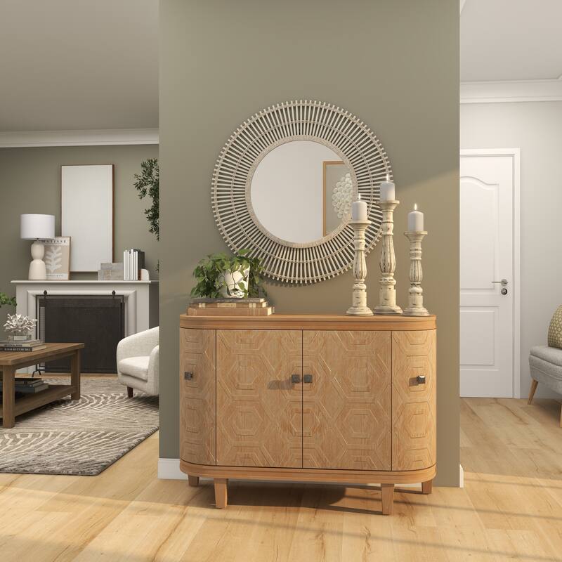 Bamboo Wood Starburst Handmade Stick Wall Mirror with Wrapped Rattan - Cream or Brown - Roche River Decor