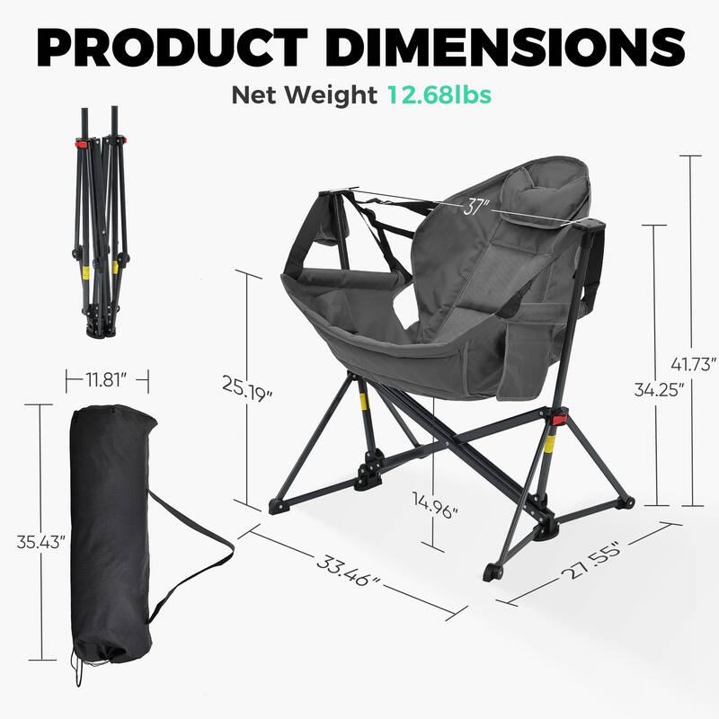 Hammock Camping Chair, Foldable Portable Rocking Chairs for Adults