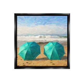 Stupell Beach Umbrella Duo Framed Floater Canvas Wall Art Design By ...