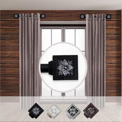 Adjustable Curtain Rod Set - 12-20" Black Steel Rods with Finials - Home Decor Window Treatment Hardware - 20