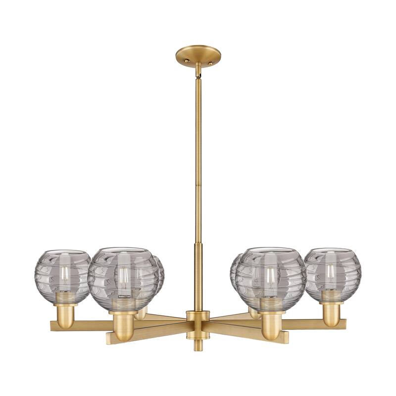 Innovations Lighting Downtown Urban - Athens Deco Swirl - 6 Light 24" Stem Hung Chandelier - Brushed Brass