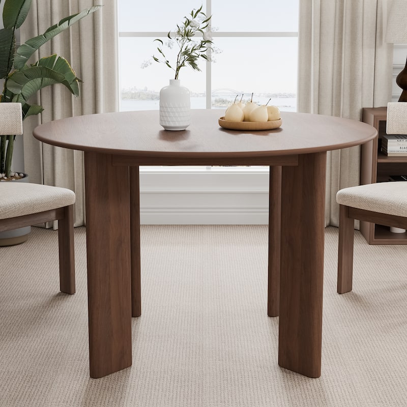 Solid Wood Farmhouse Dining Table Round Wood Top for Modern Dining Rooms & Family Gatherings
