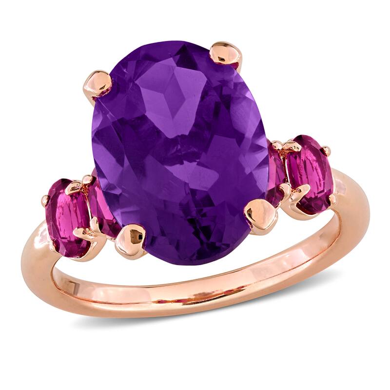 Miadora 6ct TGW Amethsyt and Rhodolite Ring in Rose Plated Sterling Silver