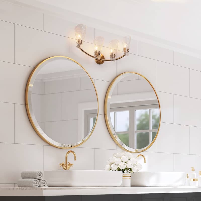 Fenro Modern 3-Light Gold Bathroom Vanity Light Textured Glass Wall Sconce