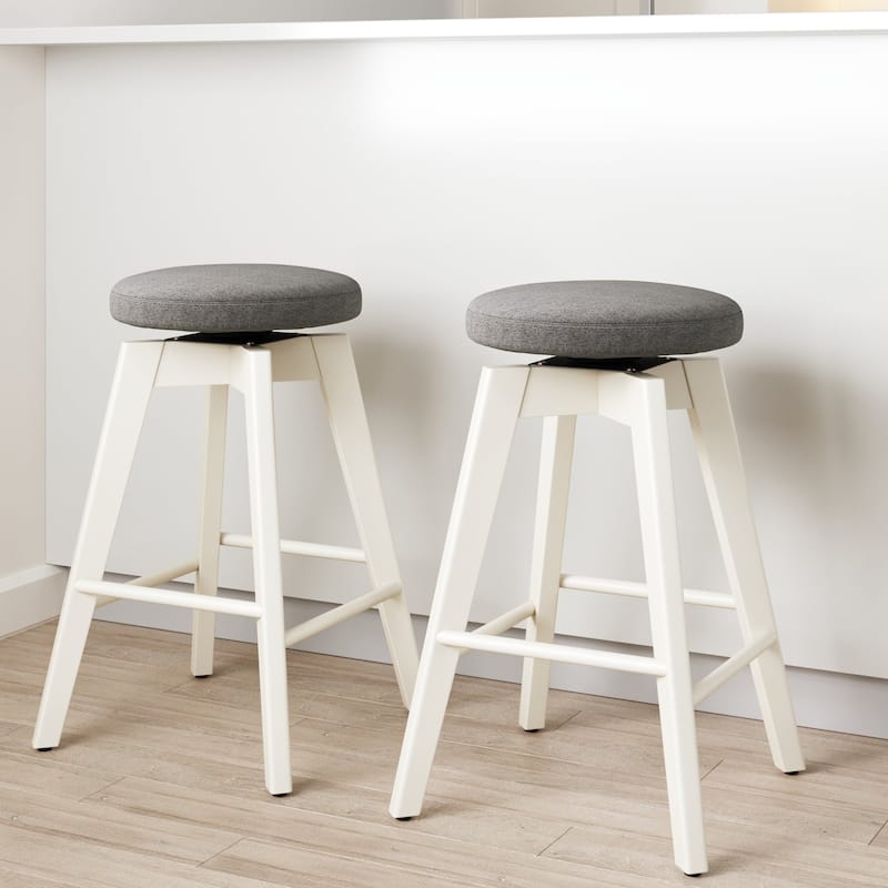 Nathan James Amalia Backless Counter Height 360 Swivel Seat Wood Bar Stool