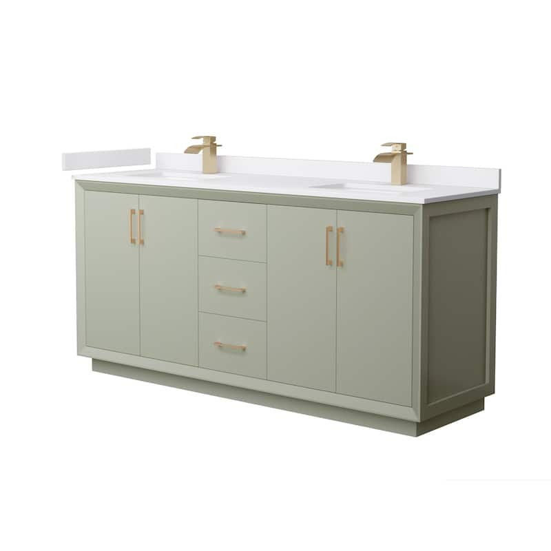 Wyndham Collection WCF414172D-VCA-UNSMXX Strada 72" Free Standing - Light Green / White Cultured Marble Top / Satin - Painted