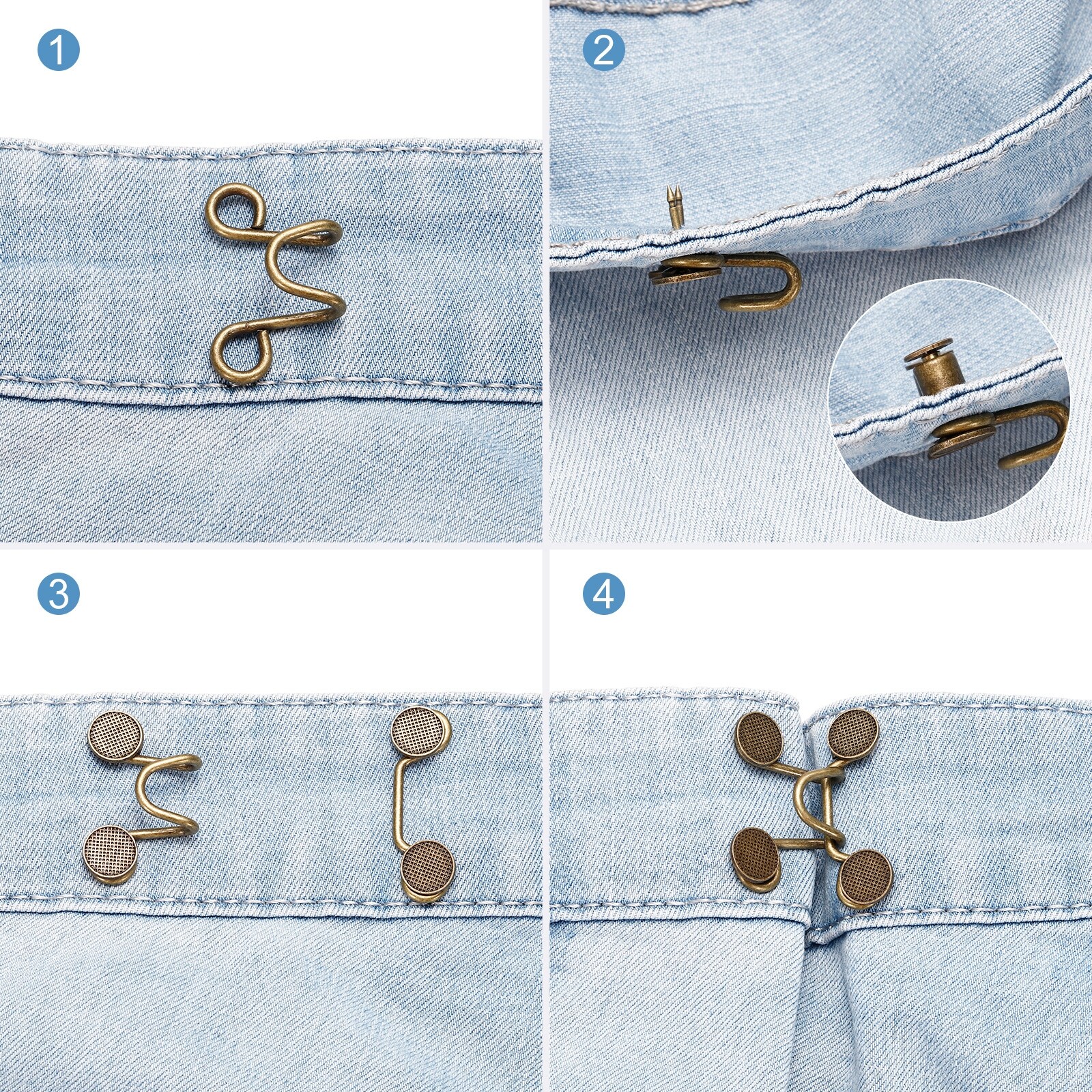 4Pcs Pants Waist Tightener Adjustable Waist Button Jean Waist Tightener  Waist Extender Button