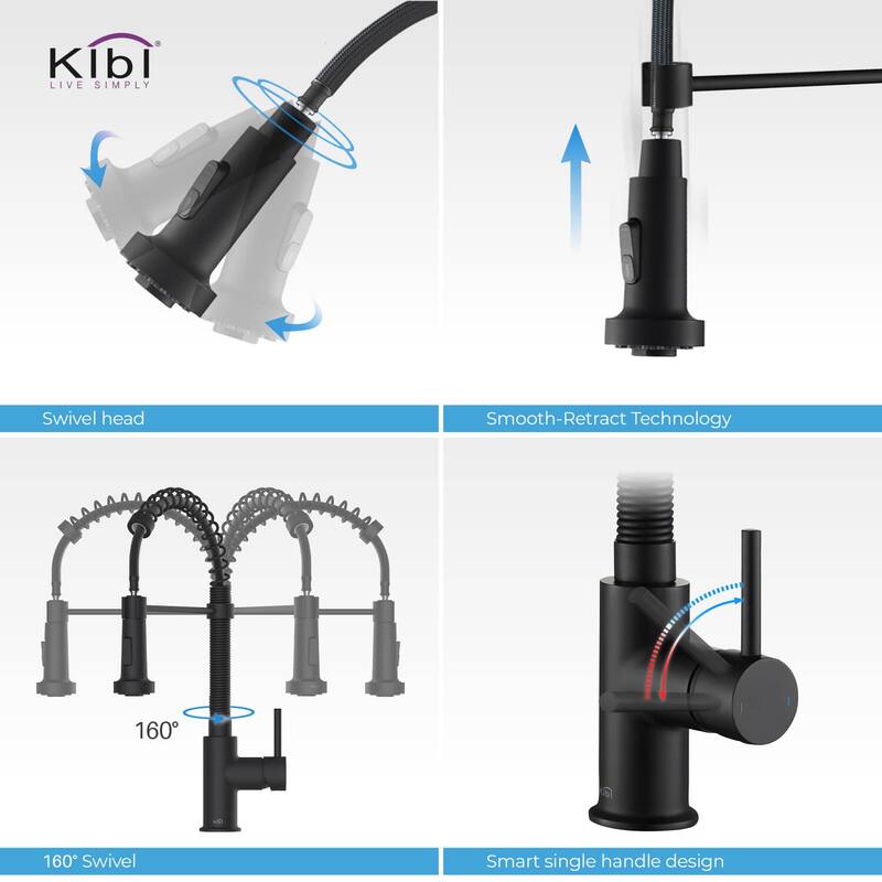 Aurora Single Handle Pull Down Kitchen Sink Faucet