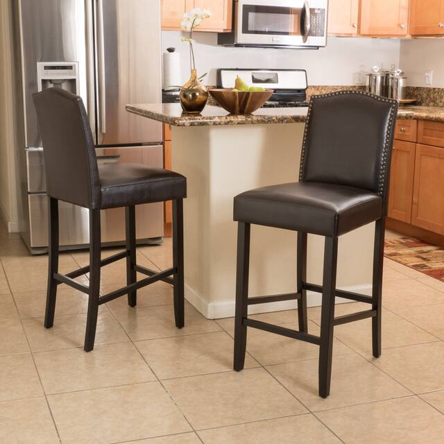 Logan Bonded Leather Backed Barstool (Set of 2) by Christopher Knight Home