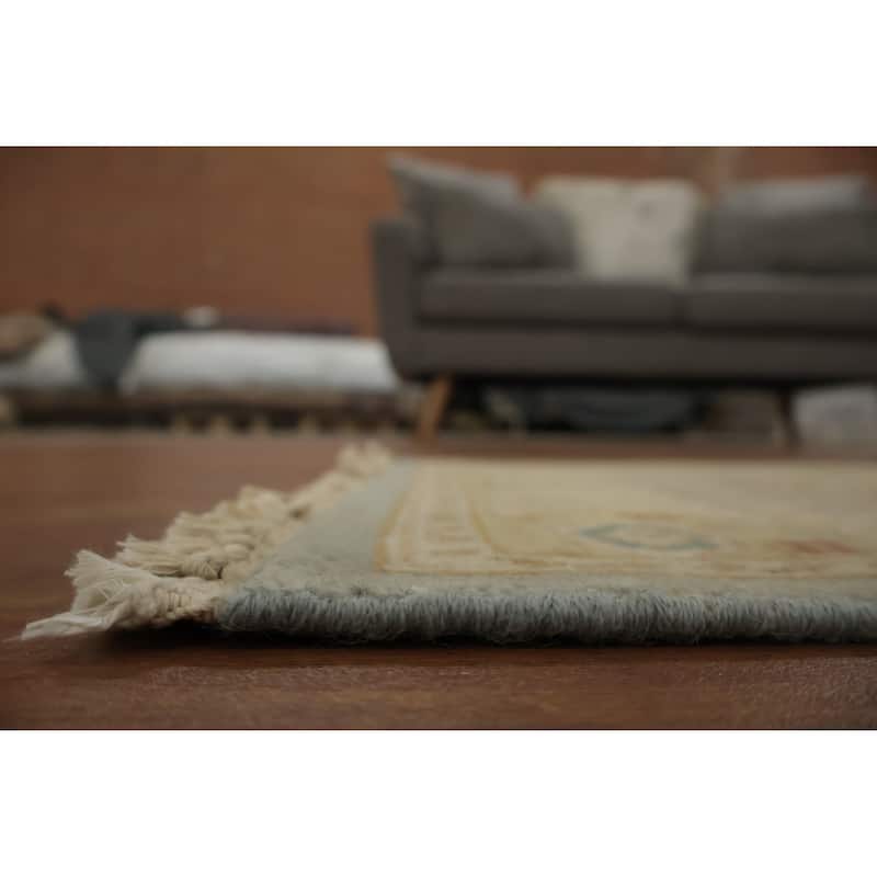 Hand Knotted Oriental 100% Wool Carpet Traditional Floral Navy Blue & Blues Ziegler Area Rug - 3' 1'' X 1' 10''