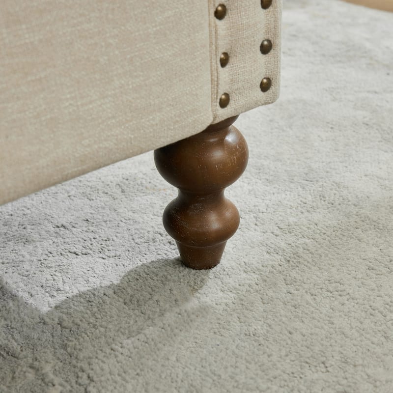 75.2"Wide Upholstered Chaise Lounge with Nailheads, Sleeper Sofa Couch With 4 Throw Pillows & 2 Bolsters, Rubberwood Legs