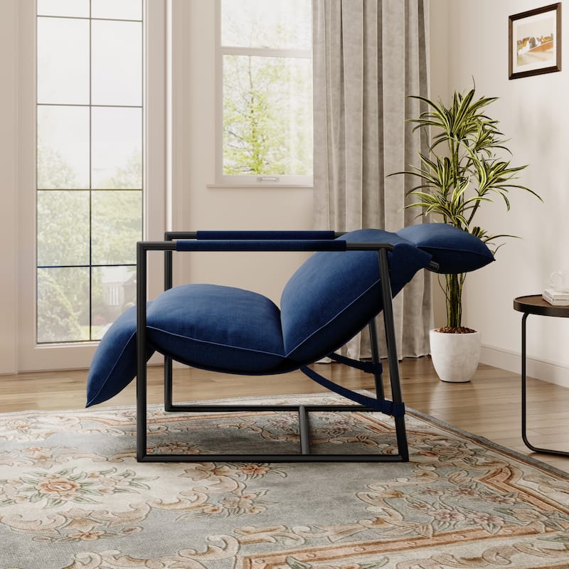 Metal Sling Accent Chair Armchair with Adjustable Headrest