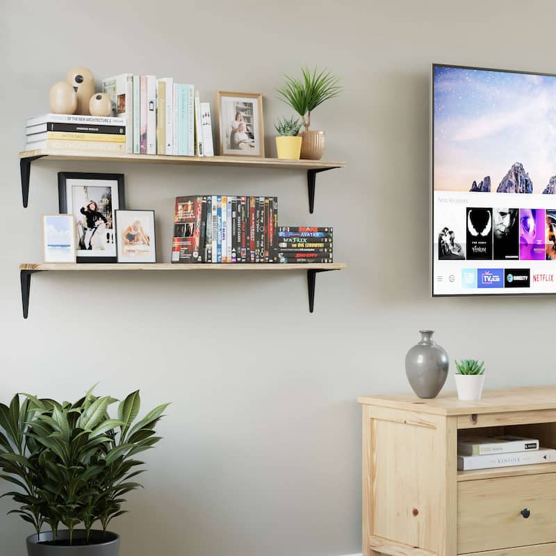 36'' Bookshelves Wall Mounted, Hanging Shelves, Storage Shelves, Wood Floating Shelves for Wall