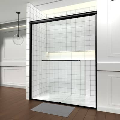 i-Homare 56-60 in. W x 72 in. H Semi-Frameless Bypass Sliding Shower Door