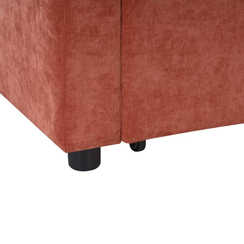 L-Shaped Sectional Upholstered Sleeper Sofa Convertible Pull-out Sofa Bed with Hidden Storage Space, Chenille Fabric