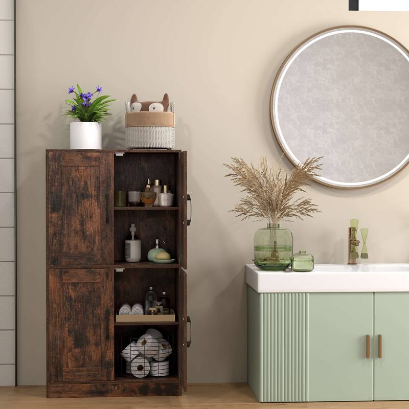 Costway Bathroom Cabinet with Doors & Adjustable Shelves Storage - See Details