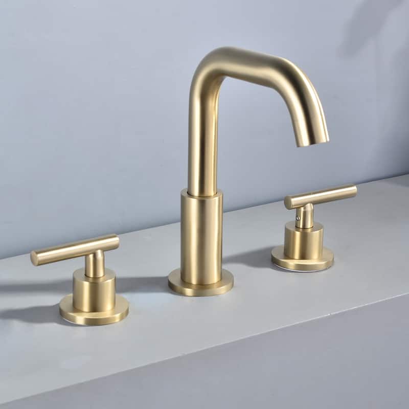 CASAINC 8 in. Widespread 2-Handle Bathroom Faucet with Valve - Brushed Gold