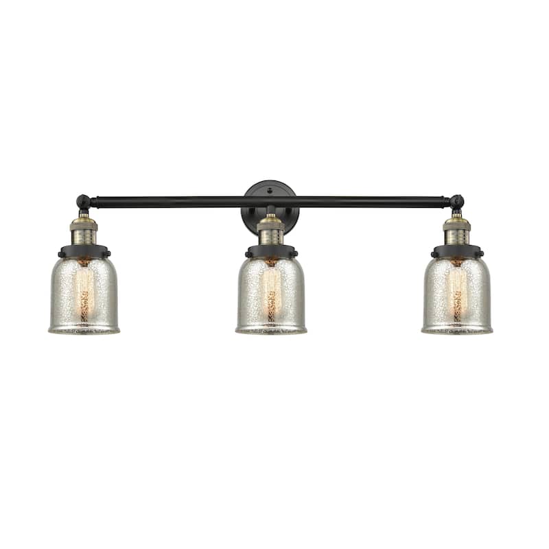 Innovations Lighting Small Bell 3 Light 30" Wide Bathroom Vanity Light - Black Antique Brass / Silver Plated Mercury