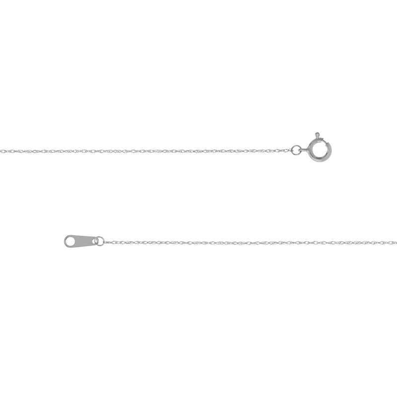 Curata 14k White Gold 0.7mm Extendable Light Rope Chain Necklace (Spring-ring), 16-18"