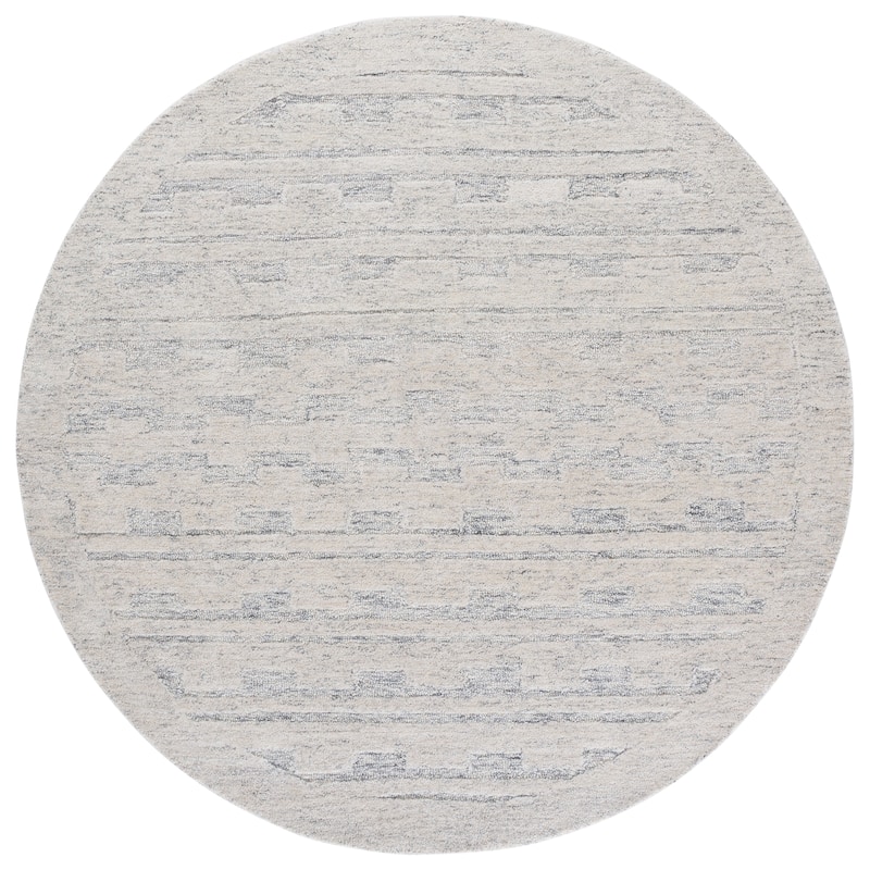 SAFAVIEH Handmade Harvest Bozhidarka Wool Rug - 6' Round - Grey/Beige