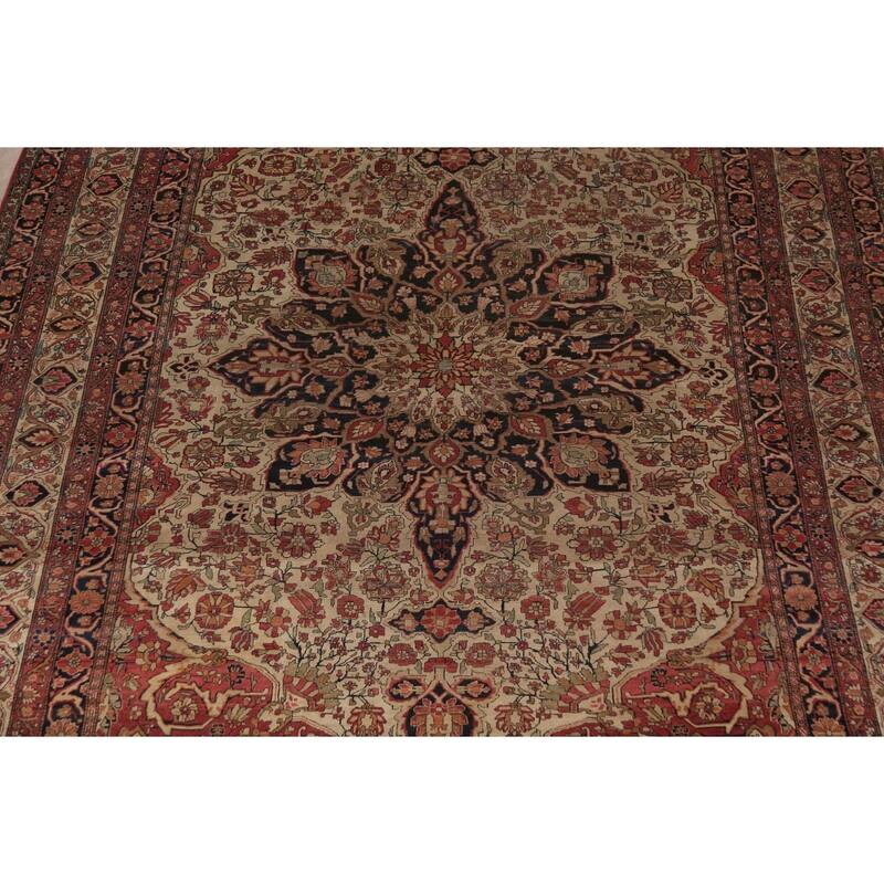 Pre-1900 Antique Kerman Ravar Persian Large Rug Handmade Wool Carpet - 10'5"x 16'1"