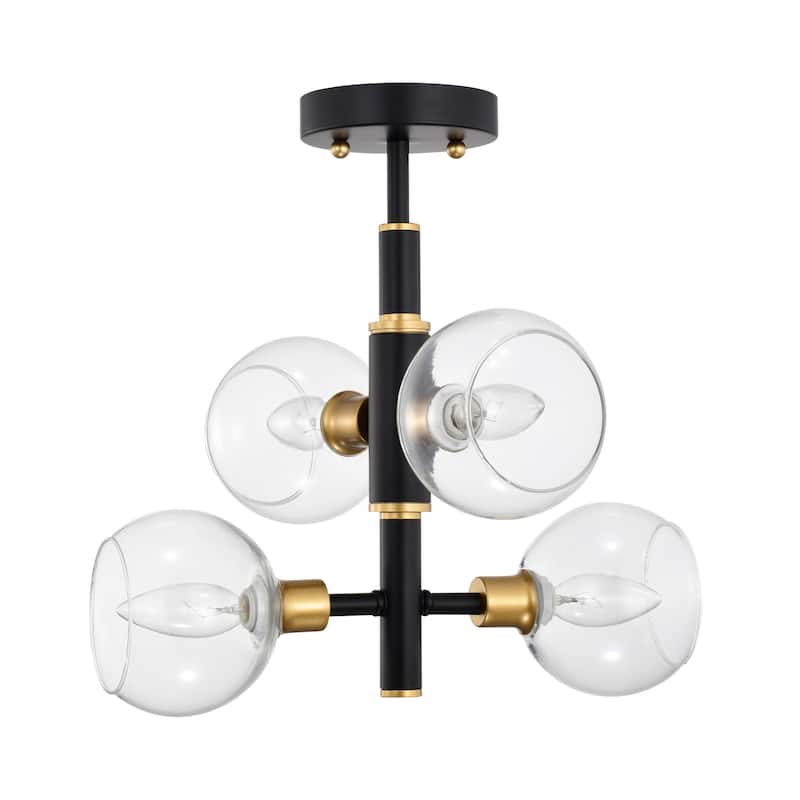 Silvia Semi Flush Mount Ceiling Light Matte Black and Brass Finish 4-Light - N/A