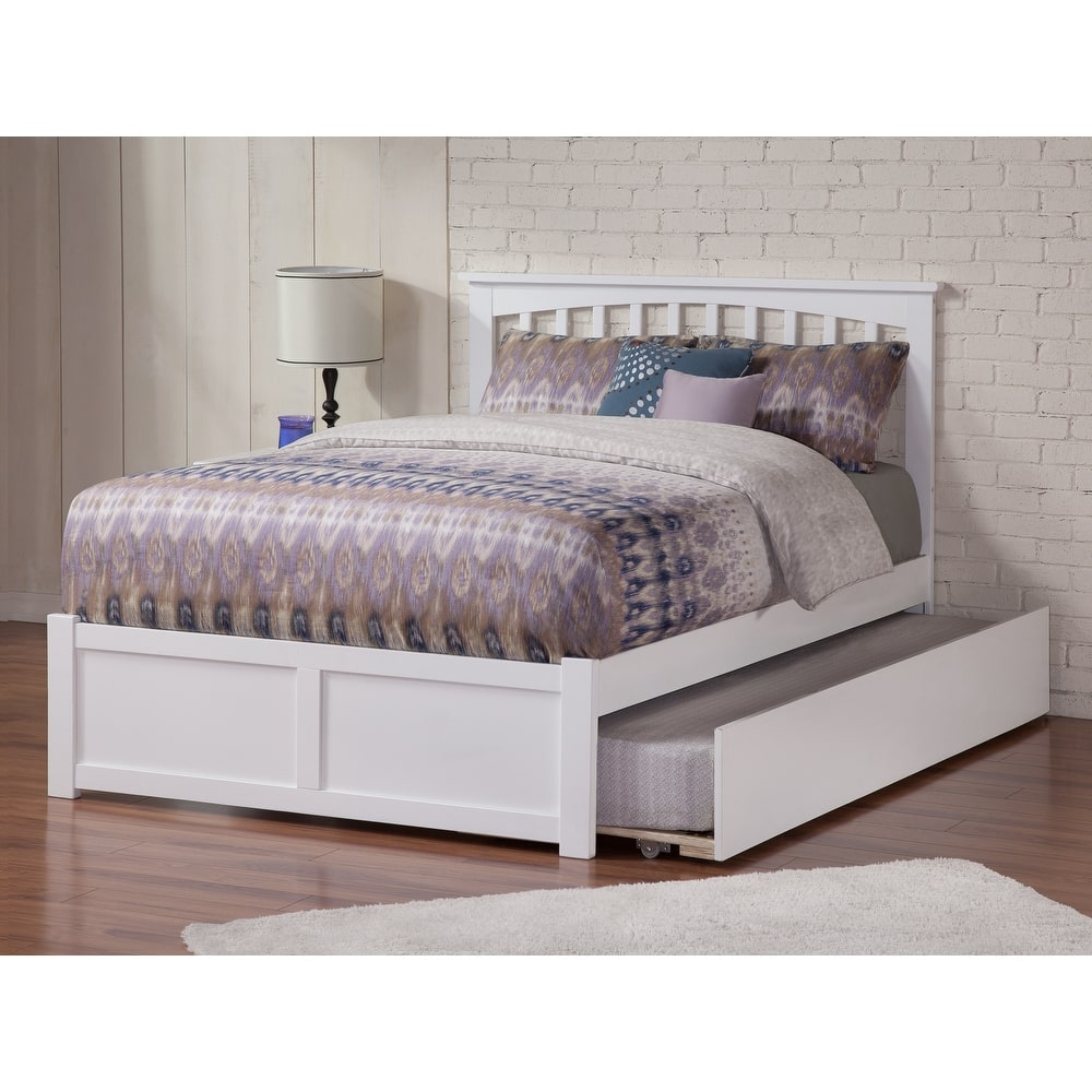 Mission Full Platform Bed with Footboard and Full Trundle Bed