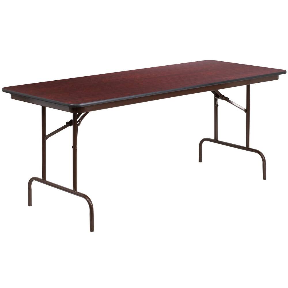 30" x 72" Rectangular Mahogany Melamine Laminate Folding Banquet Table - 30"W x 72"D x 30"H