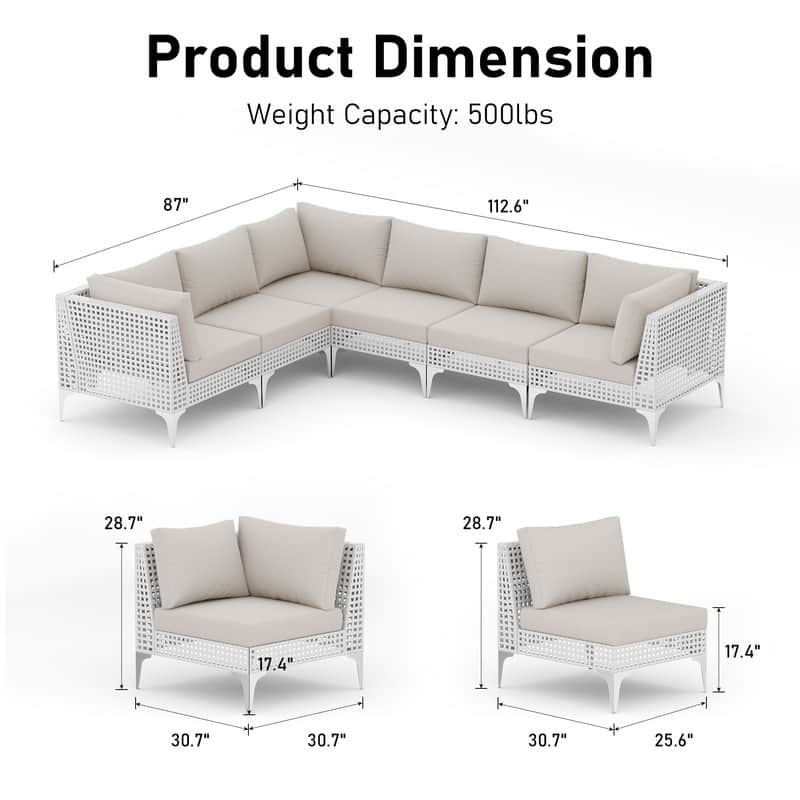 FINCATI Outdoor Wicker Modular Sectional Conversation Set with Cushions, Modern Patio Furniture Set