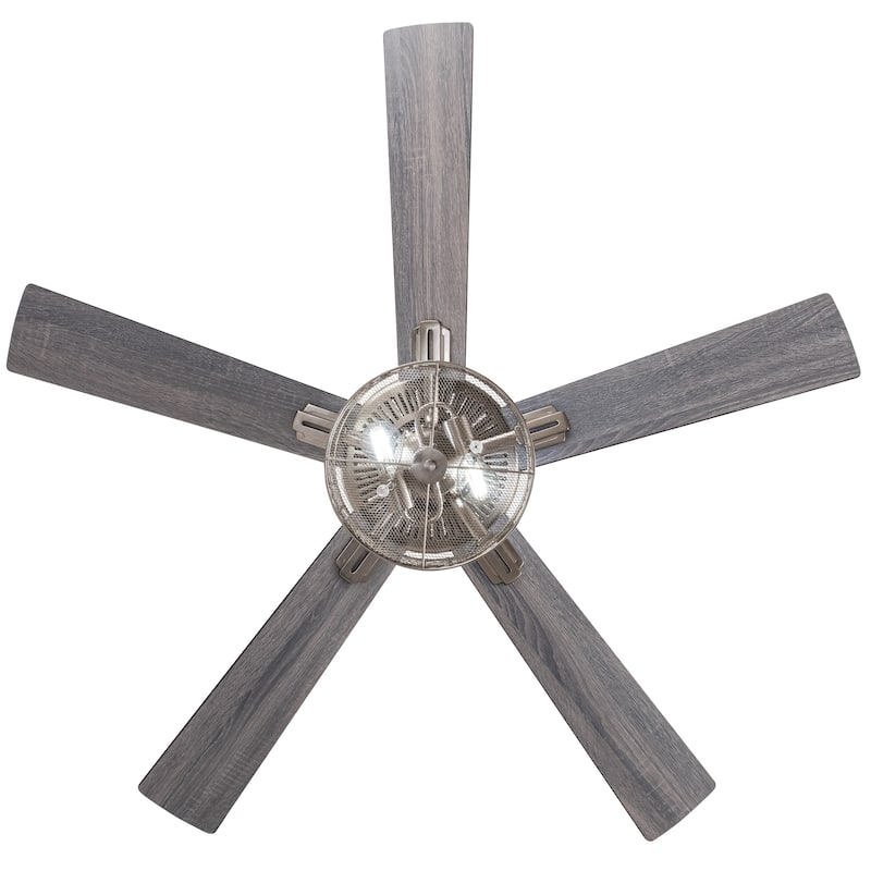 Layla River of Goods Satin Nickel 52 in. Ceiling Fan With 2 LED Lights - 52" x 52" x 13.75"/18.75"