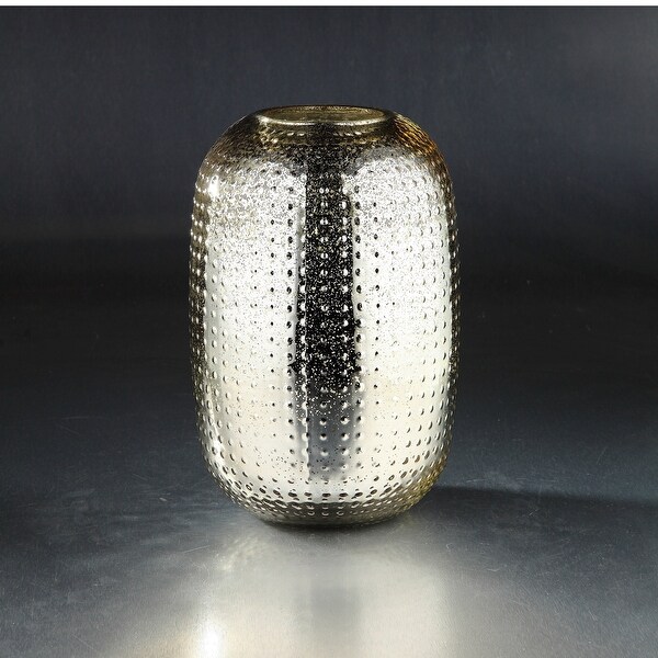 12” Gold Colored Textured Metallic Bumpy Glass Oval Vase - N/A